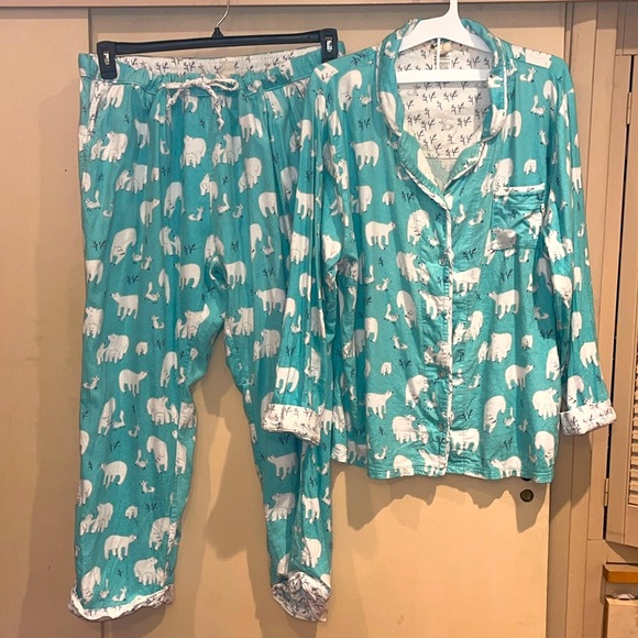 Munki Munki preowned blue polar bears pajama set size XXL - Picture 1 of 10